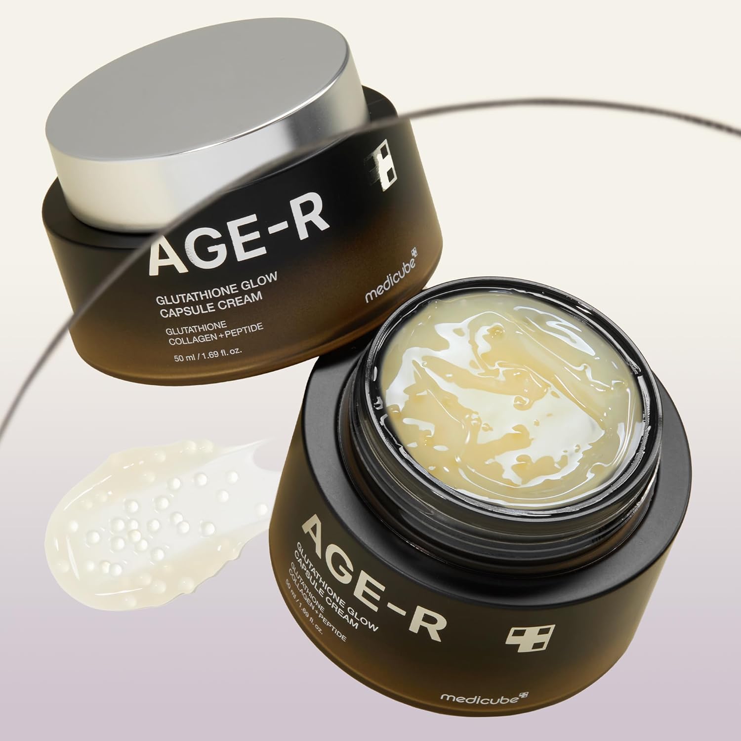 medicube AGE-R Glutathione Glow Capsule Facial Cream - Instant Lifting Moisturizer - Collagen Peptide For Hydrating Glow - Improve Blemishes, Uneven Skin Tone - Korean Skin Care 1.69 fl.oz
